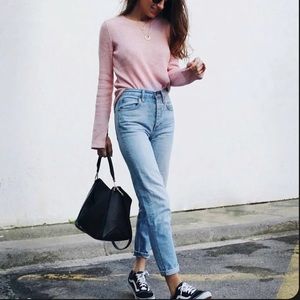 Vans Jeans Juniors Size 7 Cropped Mid Rise Light‎ Blue Fade